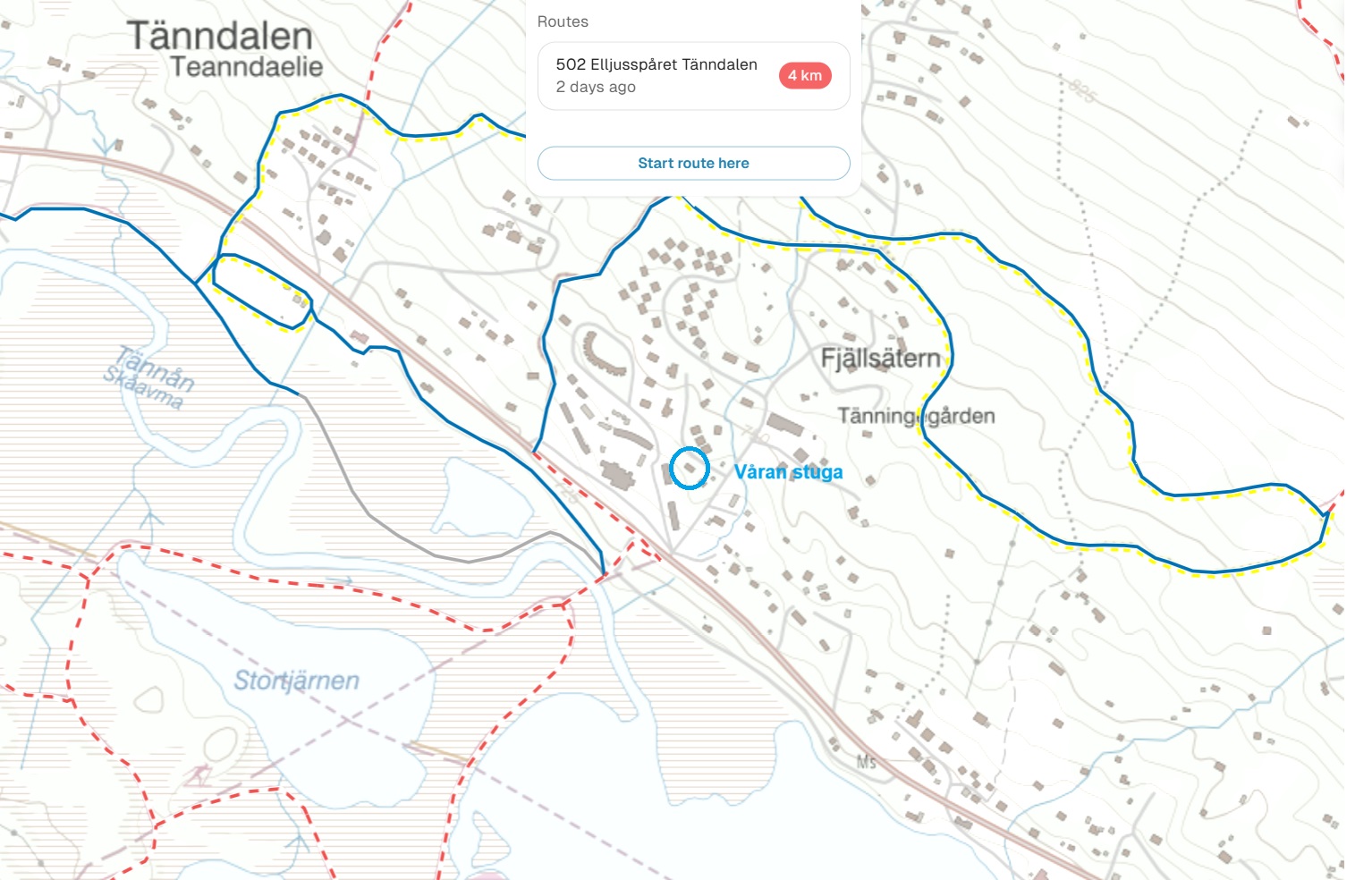 Våran stuga bland längdspåren
